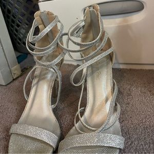 silver heels, only worn once for a special event!!